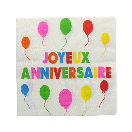 Serviette joyeux anniversaire 20  pieces