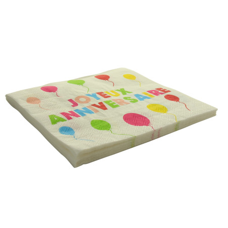 Serviette joyeux anniversaire 20  pieces
