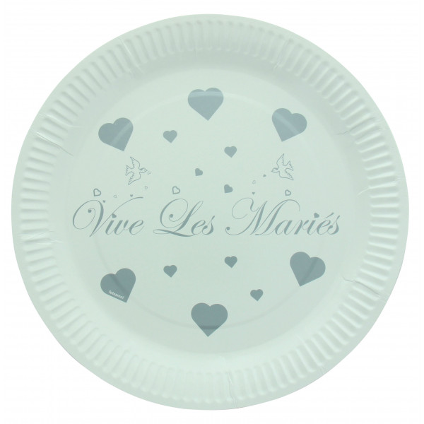 Assiette VIVE LES MARIES 10 PIECES