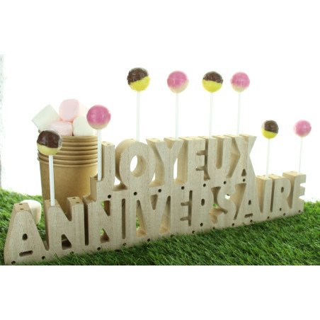JOYEUX ANNIVERSAIRE en bois la pièce