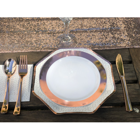 Assiette pois  ROSE GOLD les 6 pièces