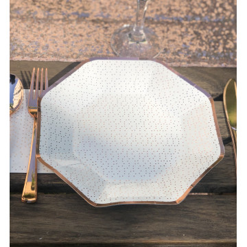 Assiette pois  ROSE GOLD les 6 pièces