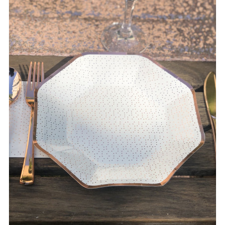 Assiette pois  ROSE GOLD les 6 pièces