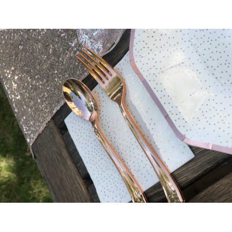 Serviette pois  ROSE GOLD  12  pièces
