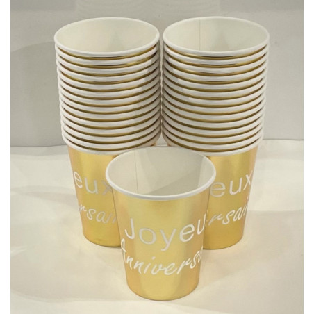 10 Gobelets OR  JOYEUX ANNIVERSAIRE