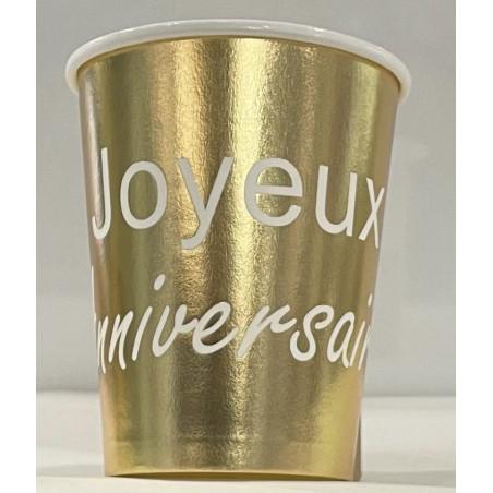 10 Gobelets OR  JOYEUX ANNIVERSAIRE
