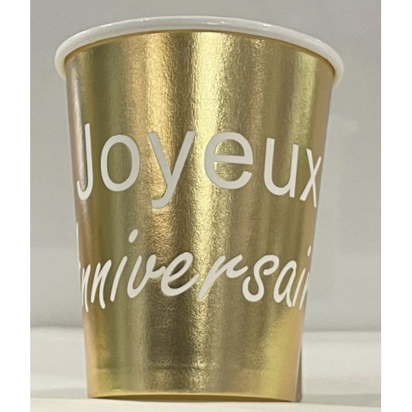 10 Gobelets OR  JOYEUX ANNIVERSAIRE