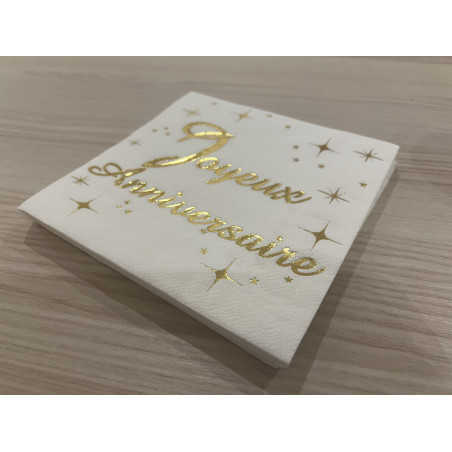 Serviette joyeux anniversaire 20  pieces
