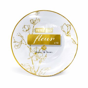 Assiette fleur 19cm 10   pièces